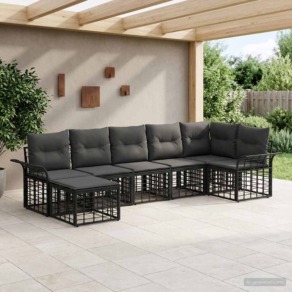 Ensemble de canapés d'extérieur 7 pcs Noir et Gris foncé - XIOS