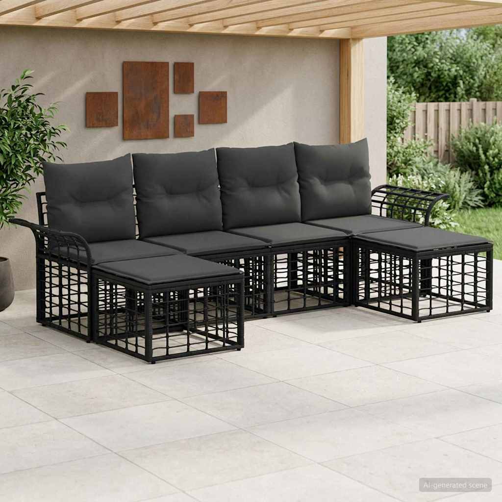 Ensemble de canapés d'extérieur 6 pcs Noir et Gris foncé - XIOS