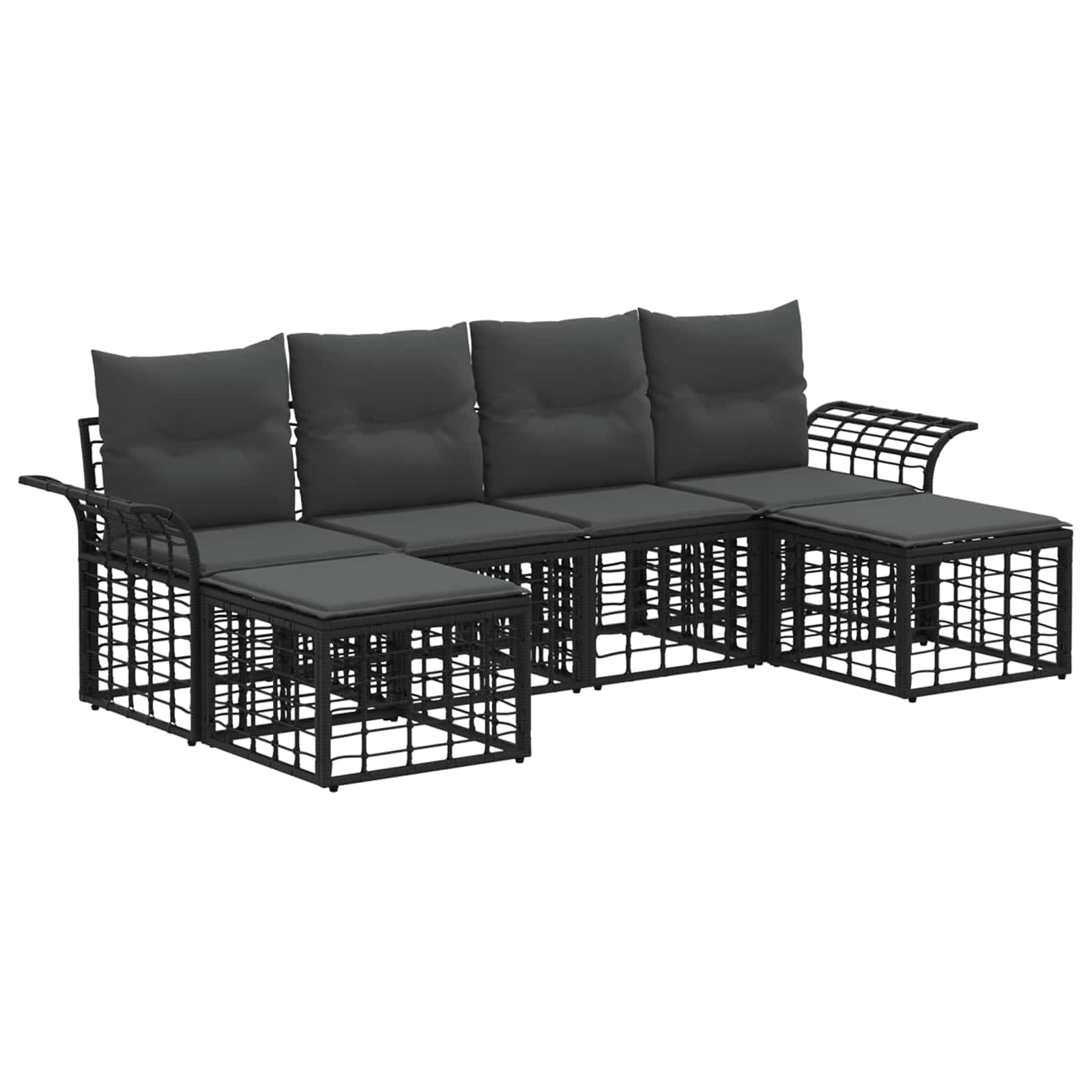 Ensemble de canapés d'extérieur 6 pcs Noir et Gris foncé - XIOS