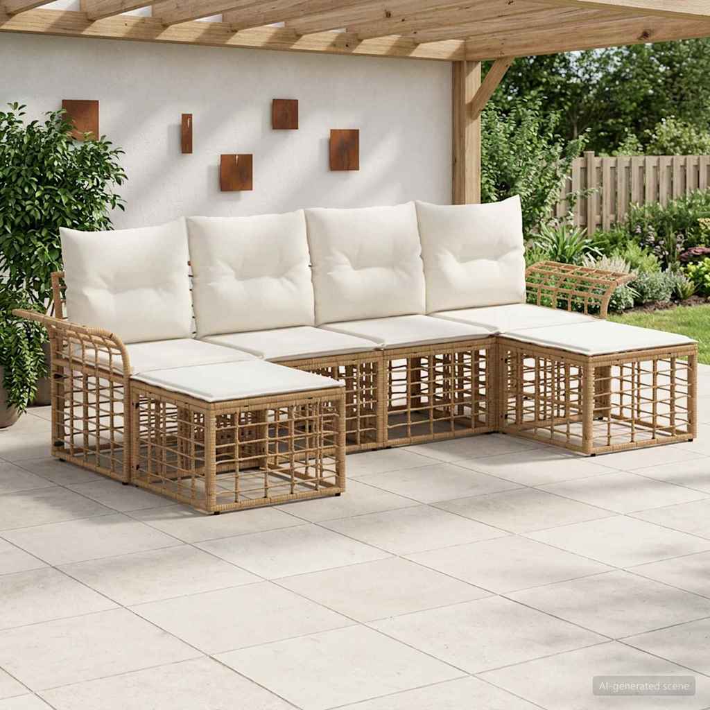 Ensemble de canapés d'extérieur 6 pcs Blanc Naturel et Crème - XIOS