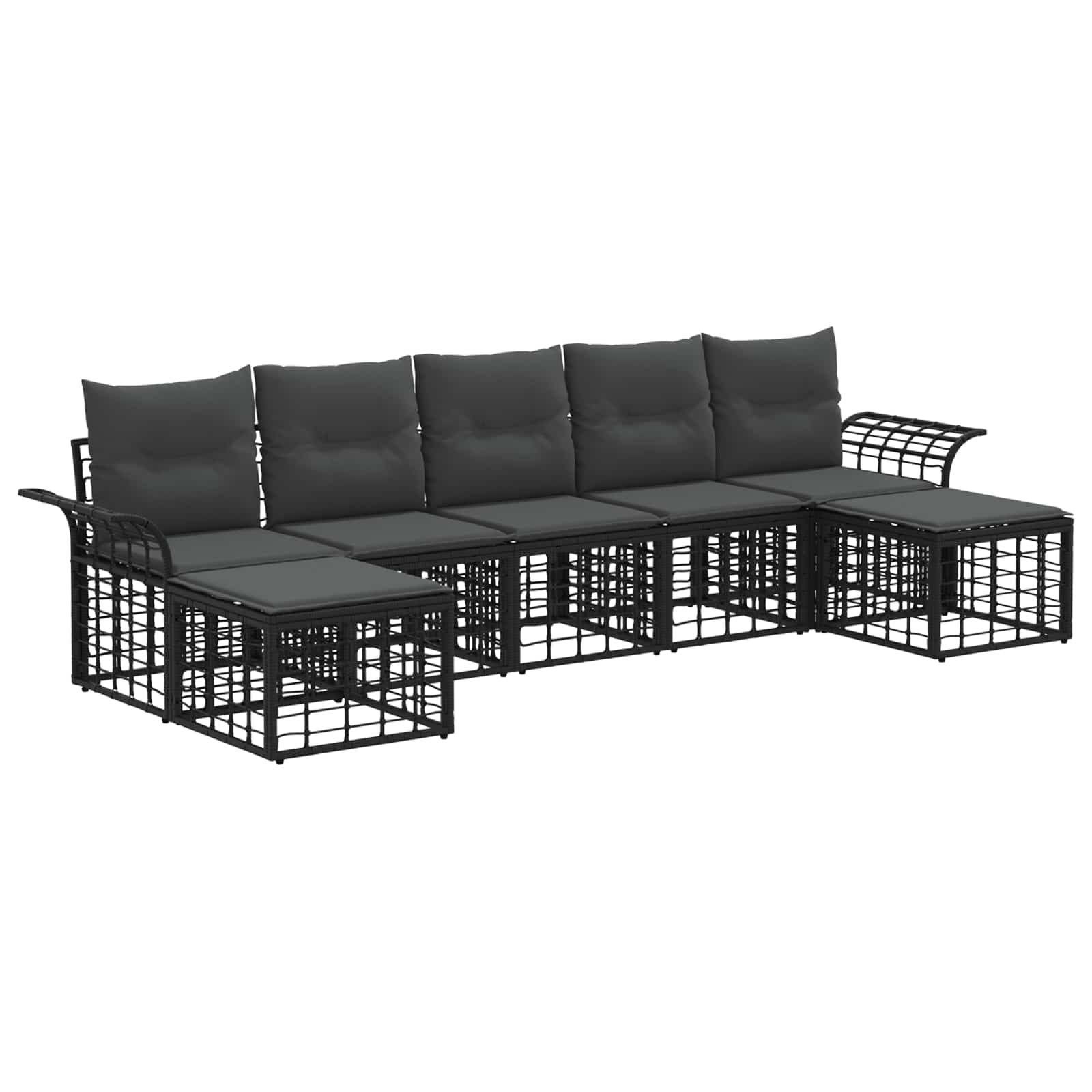 Ensemble de canapés d'extérieur 7 pcs Noir et Gris foncé - XIOS