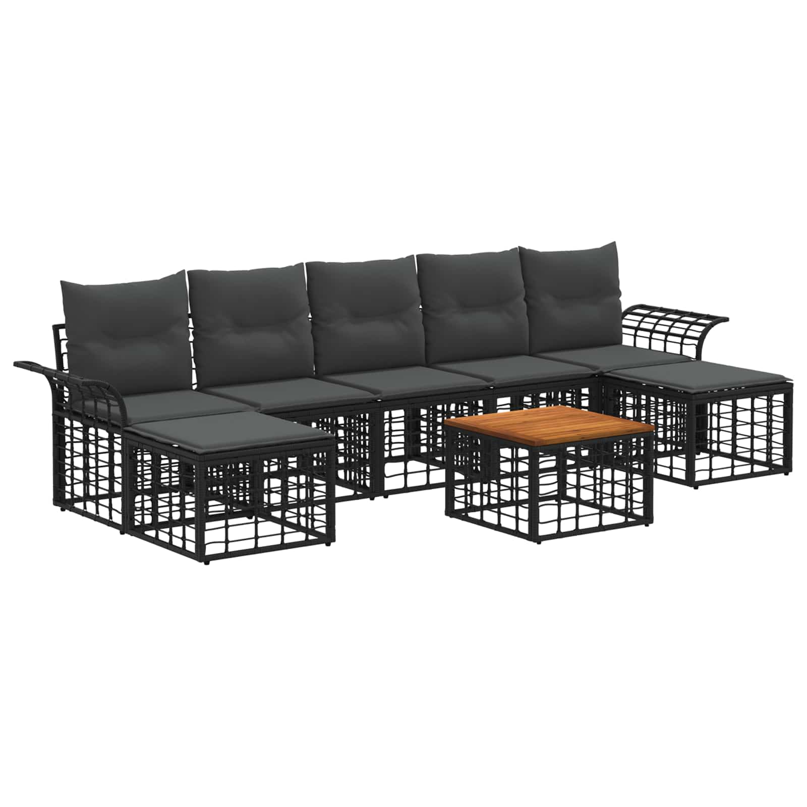 Ensemble de canapés d'extérieur 8 pcs Noir et Gris foncé - XIOS