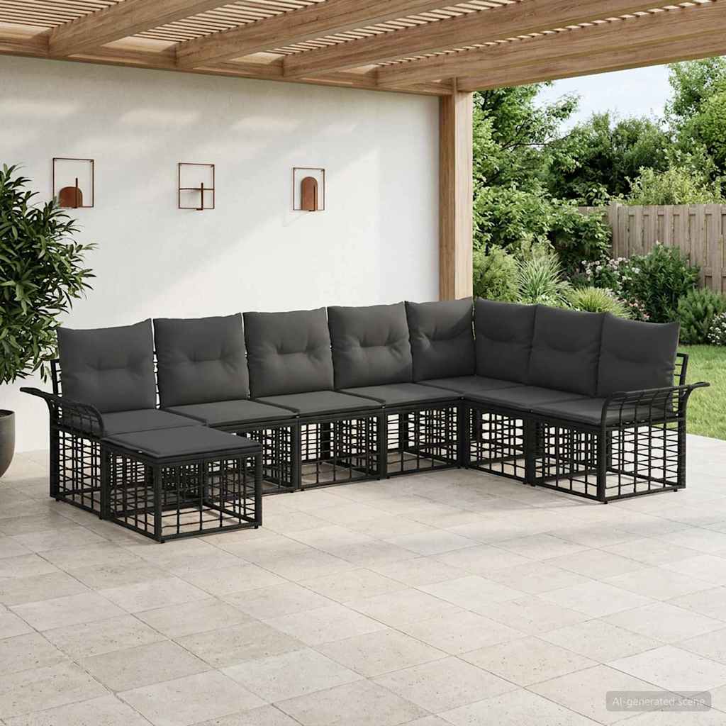 Ensemble de canapés d'extérieur 8 pcs Noir et Gris foncé - XIOS