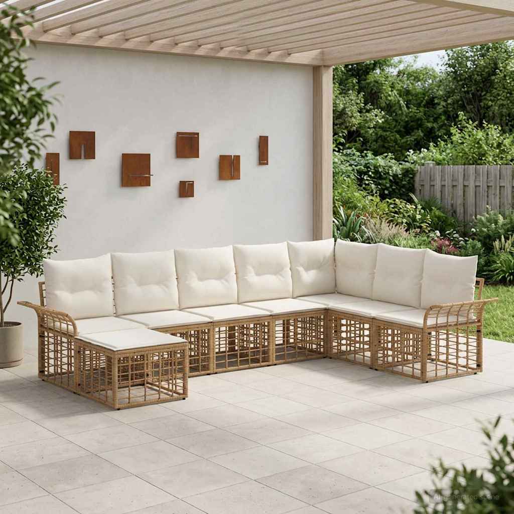 Ensemble de canapés d'extérieur 8 pcs Blanc Naturel et Crème - XIOS