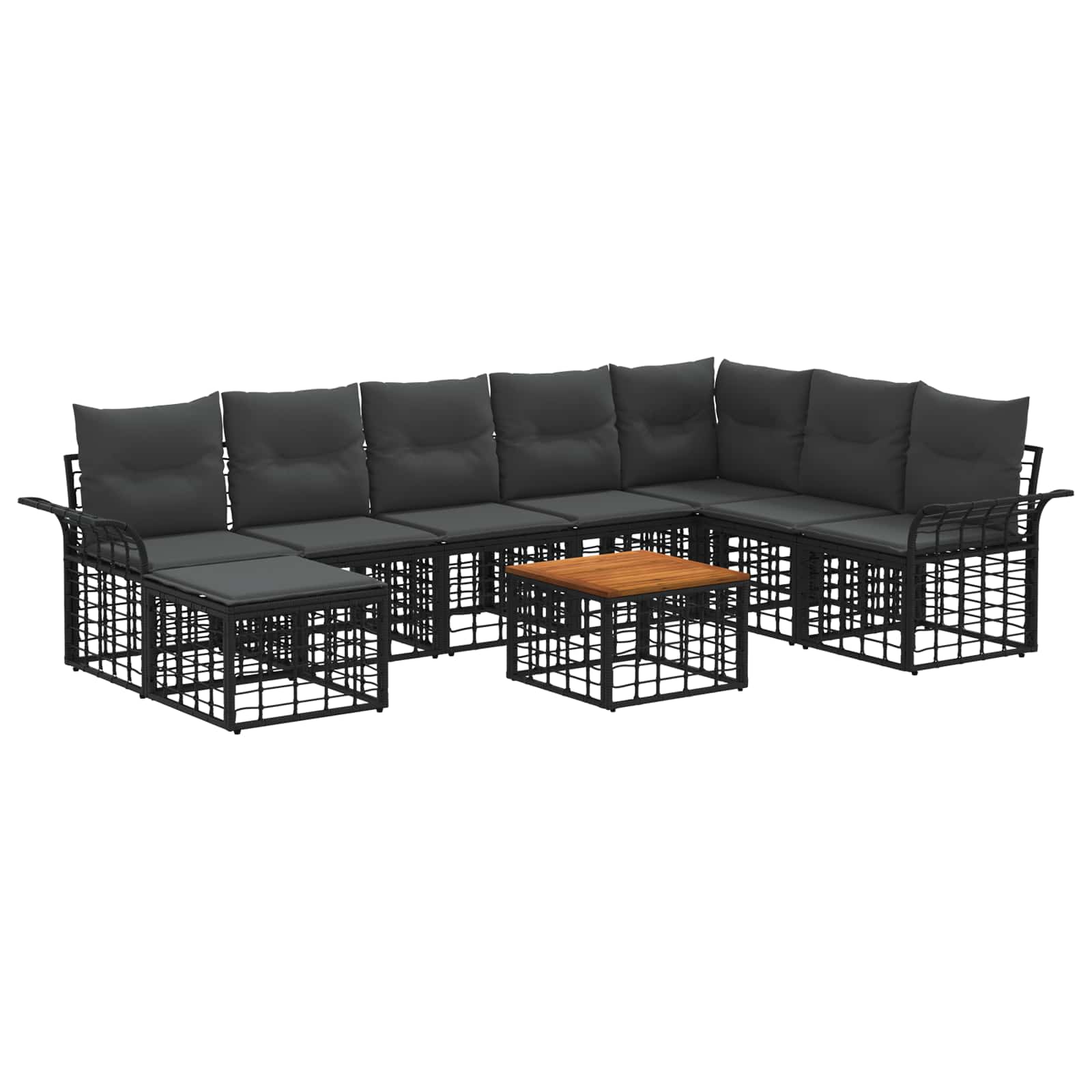 Ensemble de canapés d'extérieur 9 pcs Noir et Gris foncé - XIOS