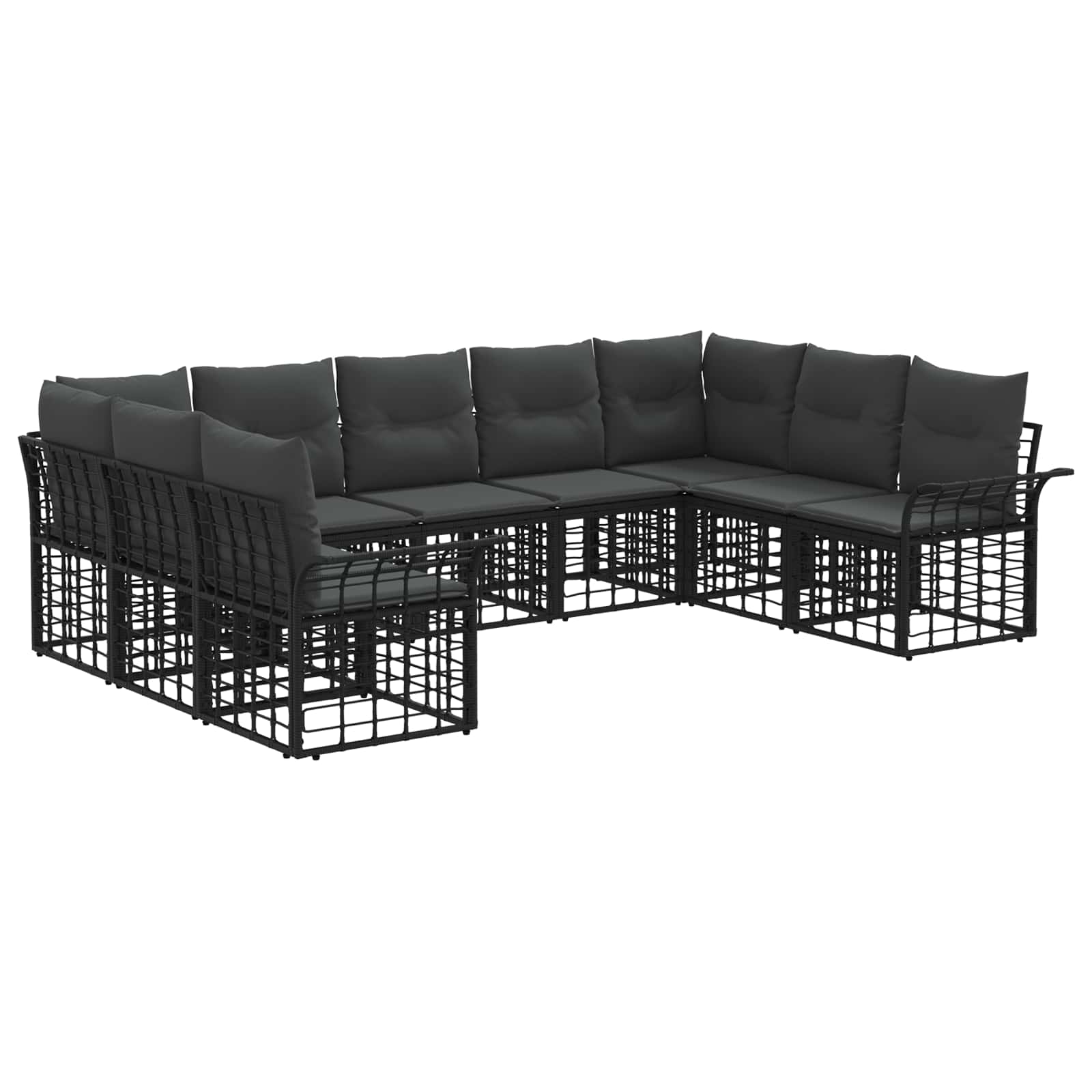 Ensemble de canapés d'extérieur 9 pcs Noir et Gris foncé - XIOS