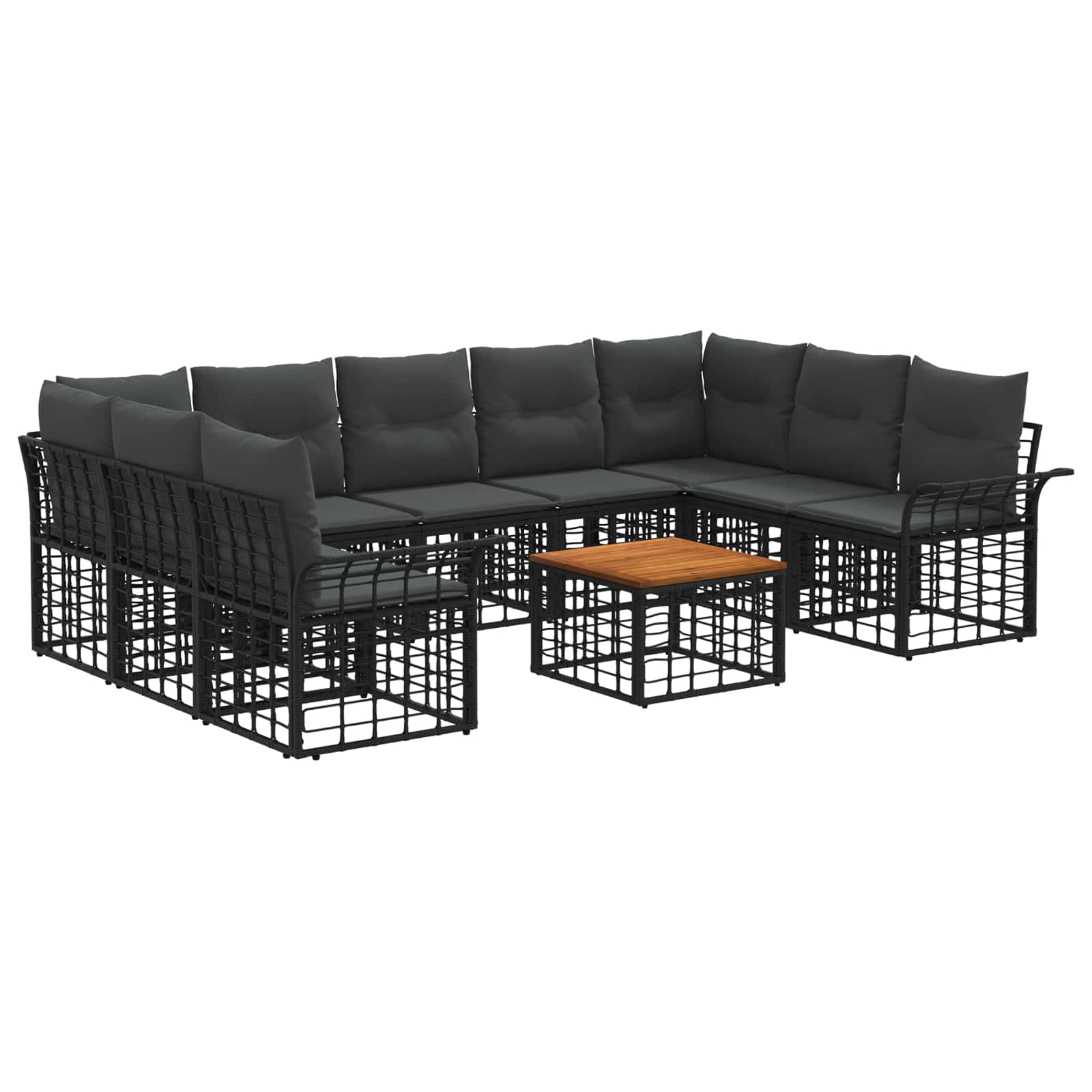 Ensemble de canapés d'extérieur 10 pcs Noir et Gris foncé - XIOS