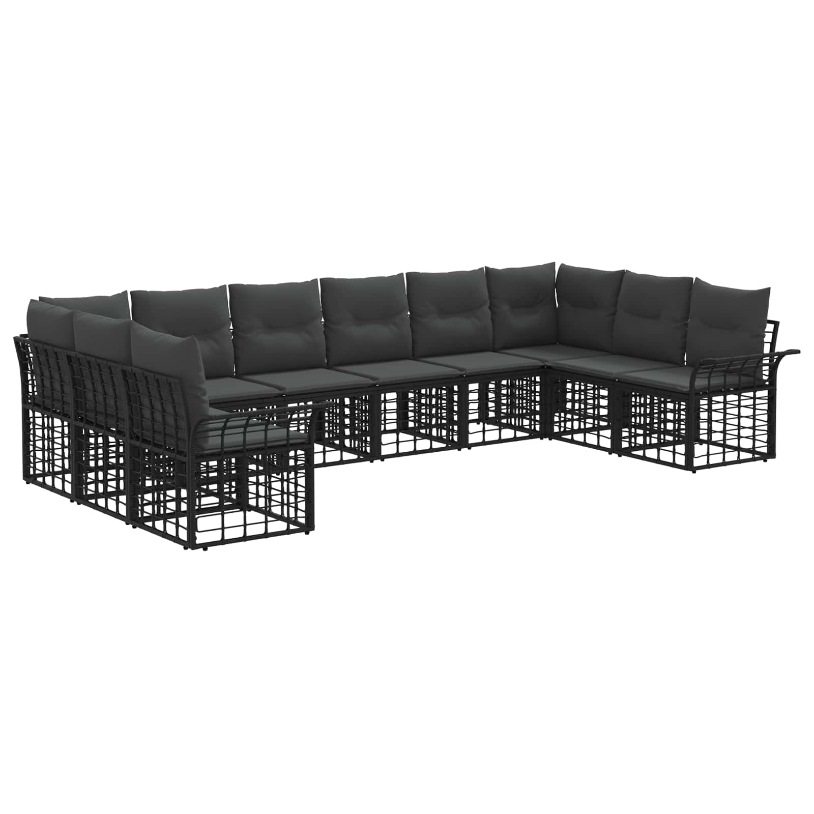 Ensemble de canapés d'extérieur 10 pcs Noir et Gris foncé - XIOS