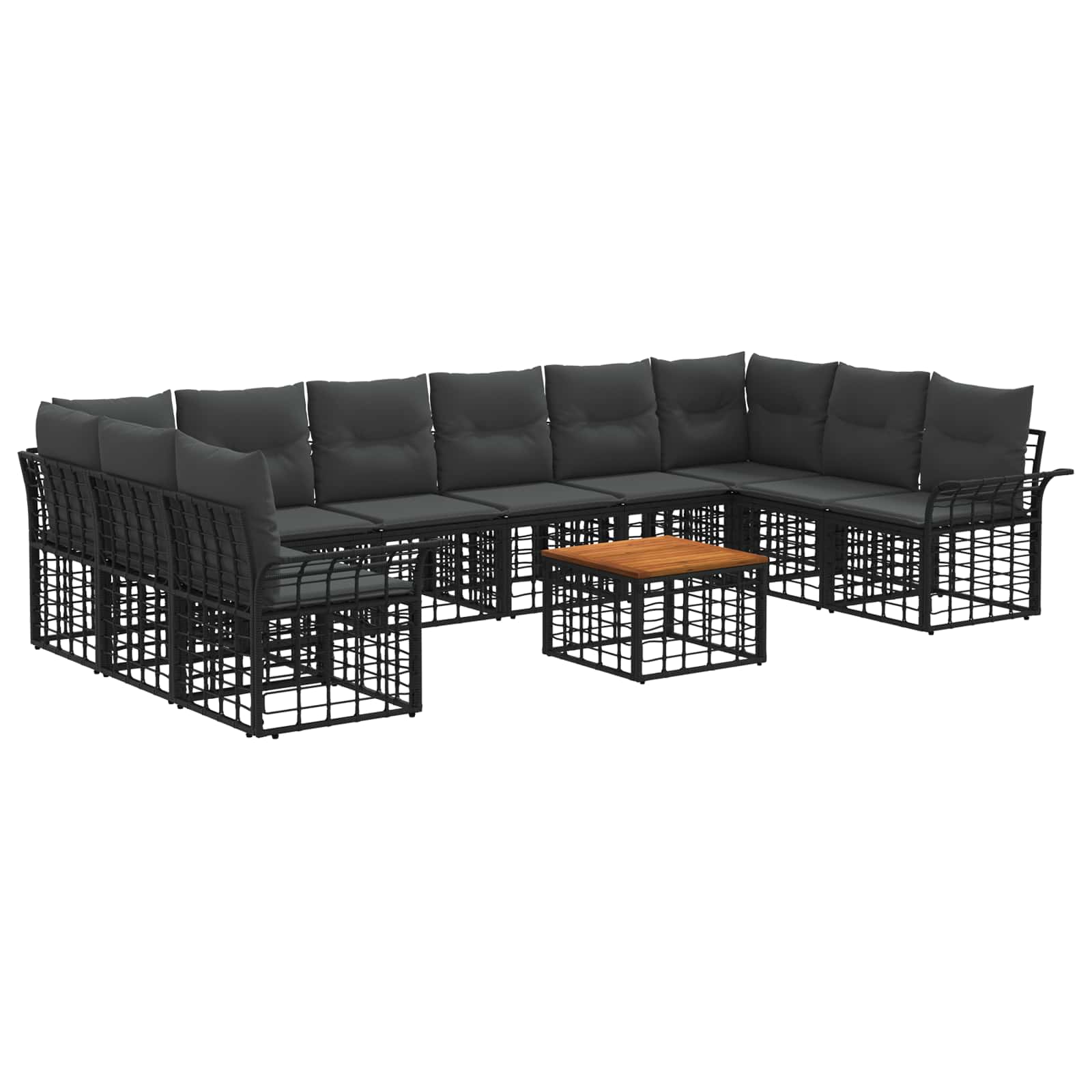 Ensemble de canapés d'extérieur 11 pcs Noir et Gris foncé - XIOS
