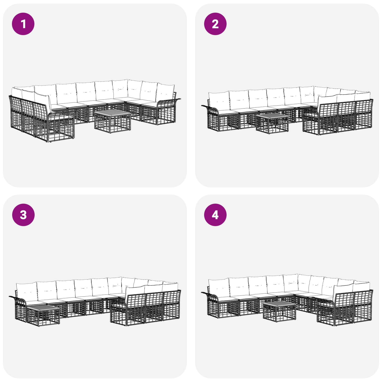 Ensemble de canapés d'extérieur 11 pcs Noir et Gris foncé - XIOS