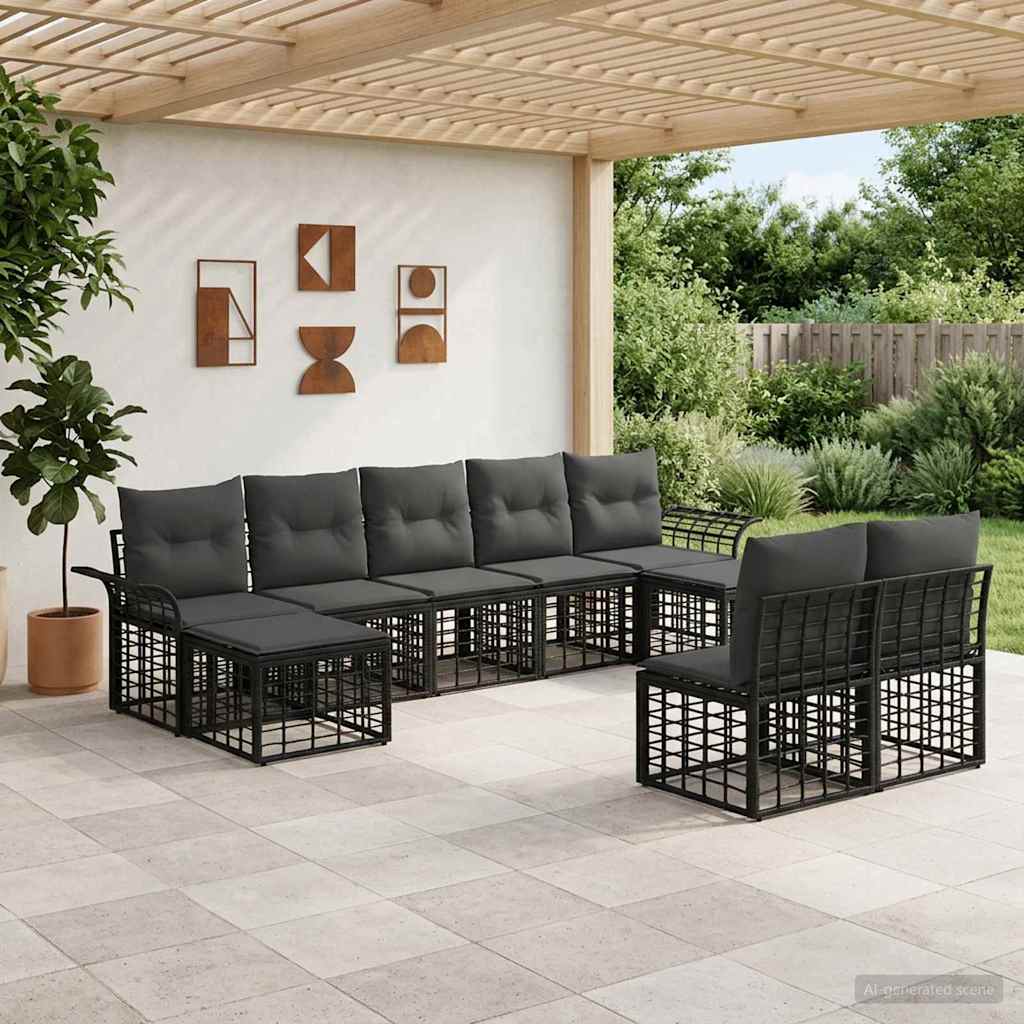 Ensemble de canapés d'extérieur 9 pcs Noir et Gris foncé - XIOS