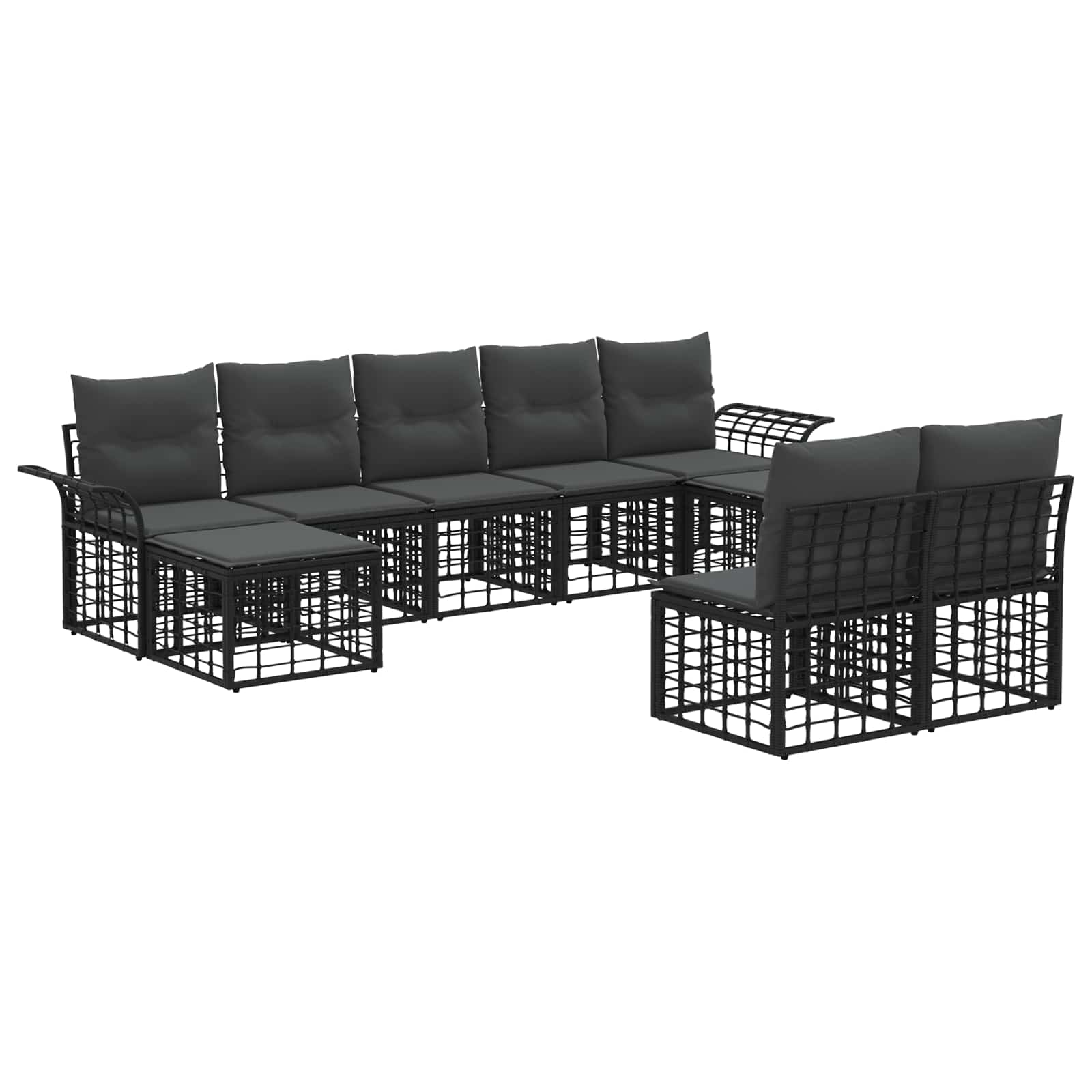 Ensemble de canapés d'extérieur 9 pcs Noir et Gris foncé - XIOS