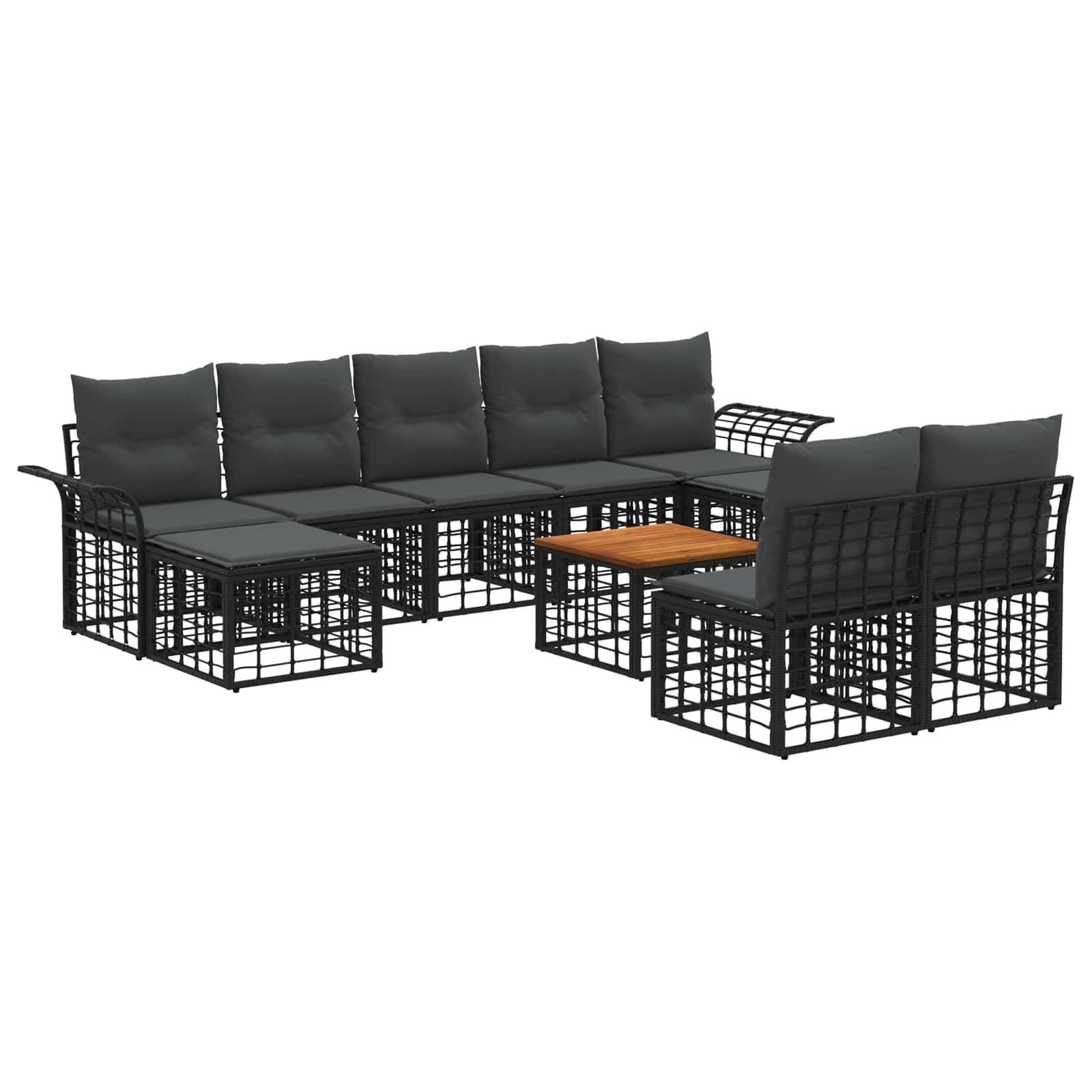Ensemble de canapés d'extérieur 10 pcs Noir et Gris foncé - XIOS