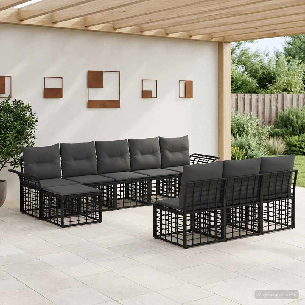 Ensemble de canapés d'extérieur 9 pcs Noir et Gris foncé - XIOS