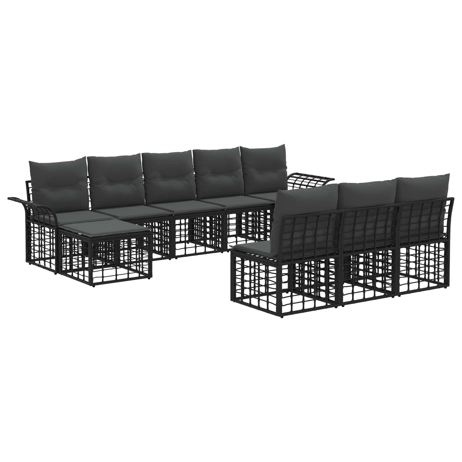 Ensemble de canapés d'extérieur 9 pcs Noir et Gris foncé - XIOS