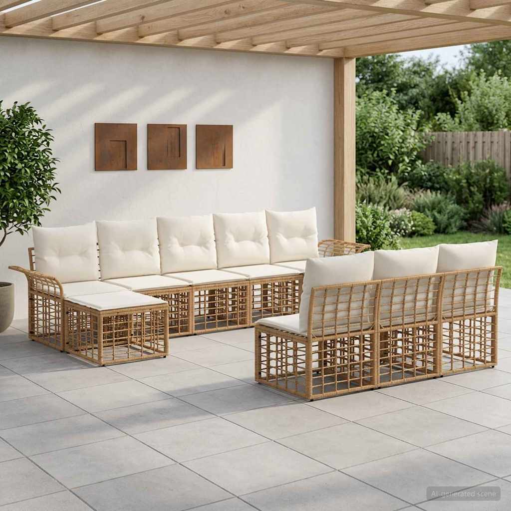Ensemble de canapés d'extérieur 9 pcs Blanc Naturel et Crème - XIOS