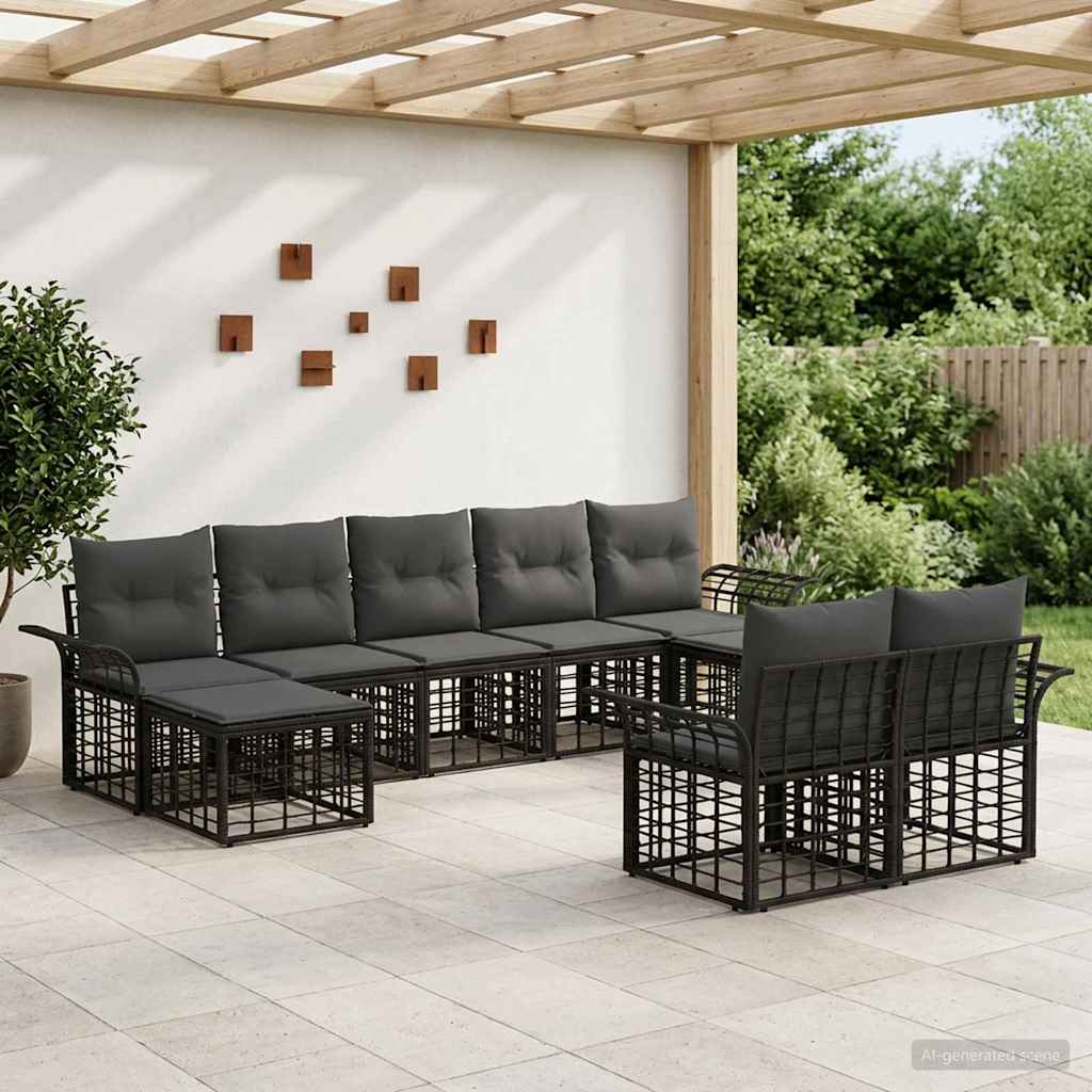 Ensemble de canapés d'extérieur 9 pcs Noir et Gris foncé - XIOS