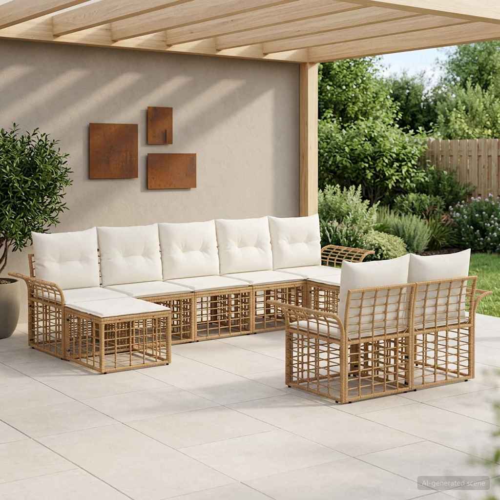 Ensemble de canapés d'extérieur 9 pcs Blanc Naturel et Crème - XIOS