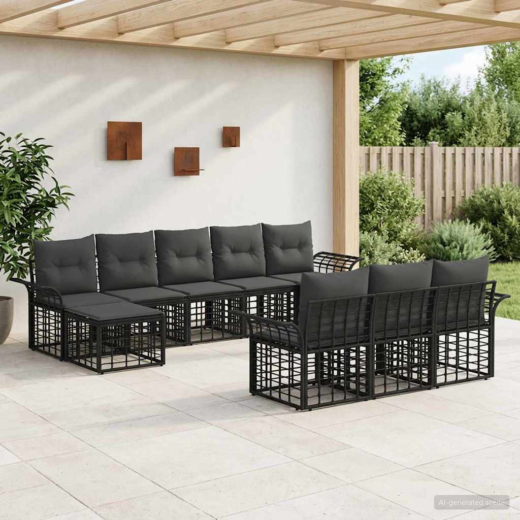 Ensemble de canapés d'extérieur 10 pcs Noir et Gris foncé - XIOS