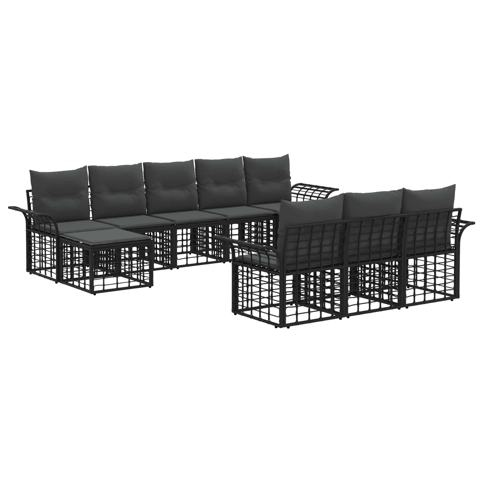 Ensemble de canapés d'extérieur 10 pcs Noir et Gris foncé - XIOS