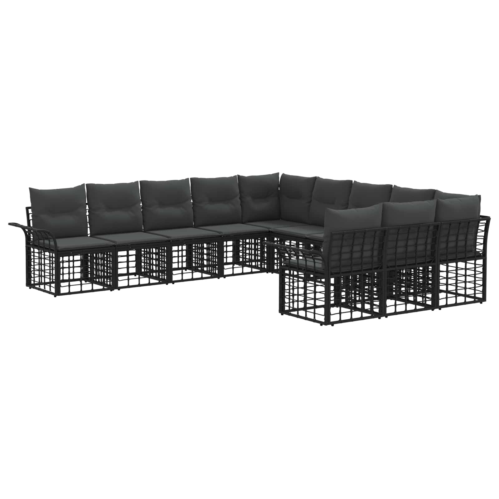 Ensemble de canapés d'extérieur 11 pcs Noir et Gris foncé - XIOS