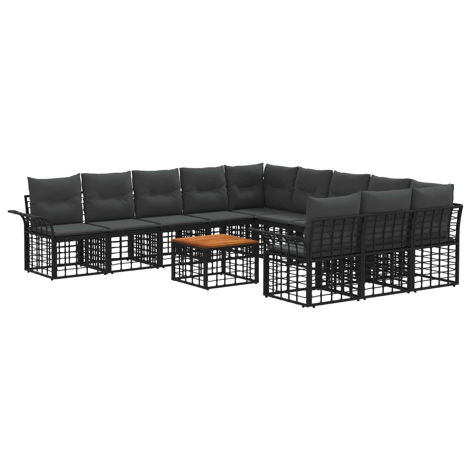 Ensemble de canapés d'extérieur 12 pcs Noir et Gris foncé - XIOS