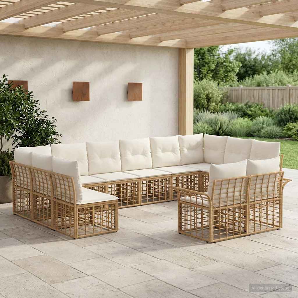 Ensemble de canapés d'extérieur 12 pcs Blanc Naturel et Crème - XIOS