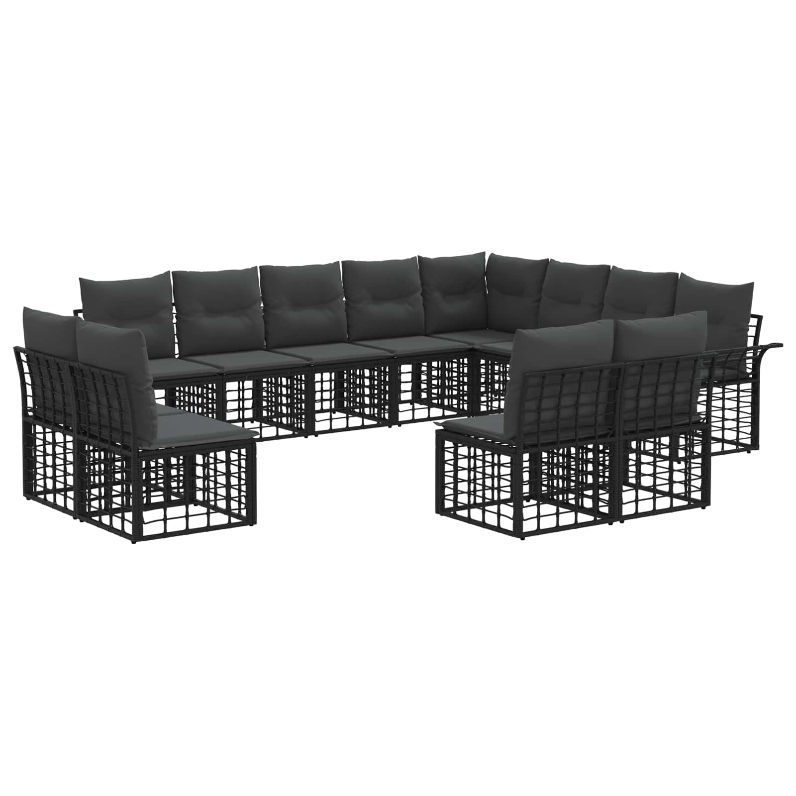 Ensemble de canapés d'extérieur 12 pcs Noir et Gris foncé - XIOS