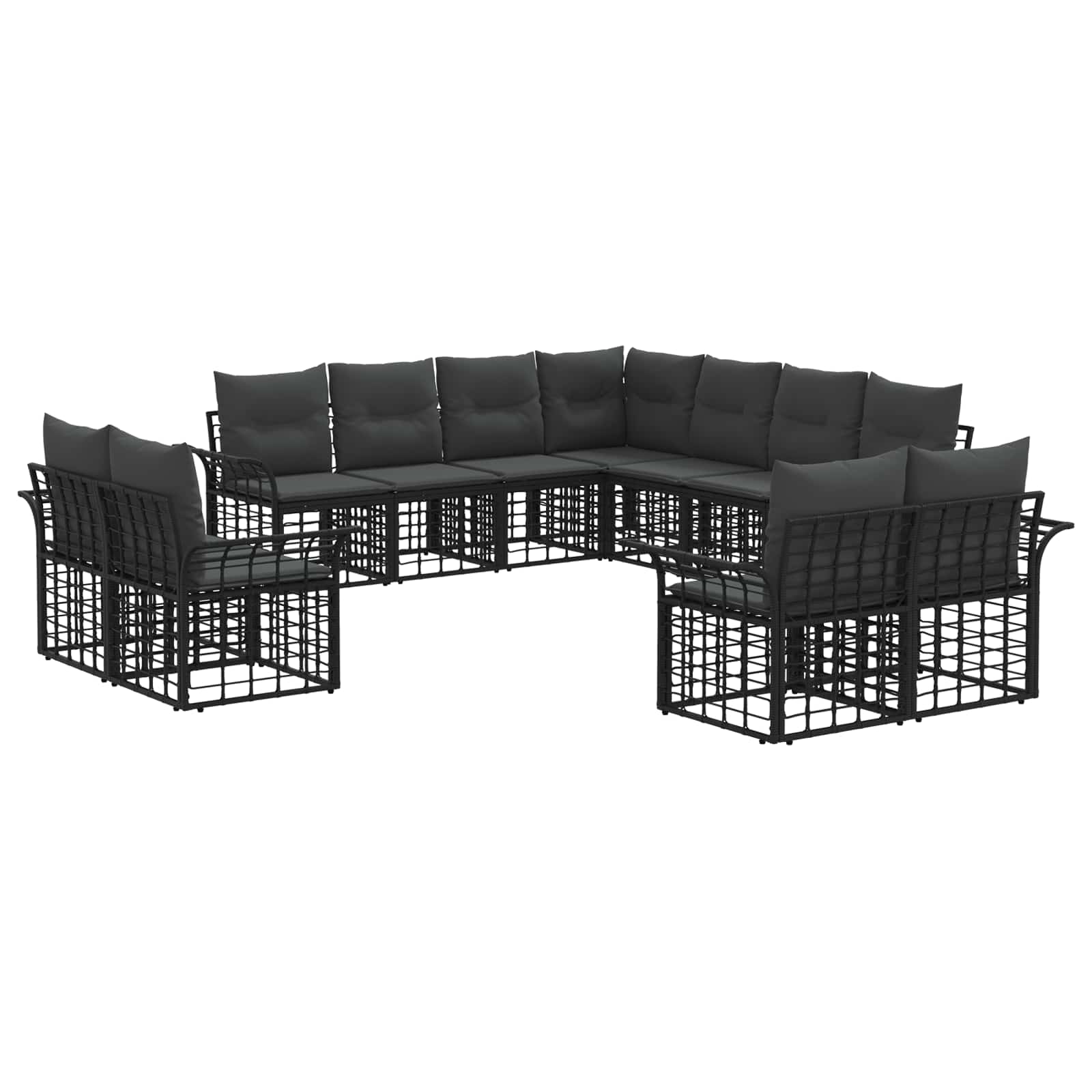 Ensemble de canapés d'extérieur 11 pcs Noir et Gris foncé - XIOS