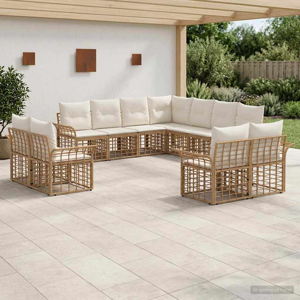 Ensemble de canapés d'extérieur 11 pcs Blanc Naturel et Crème - XIOS
