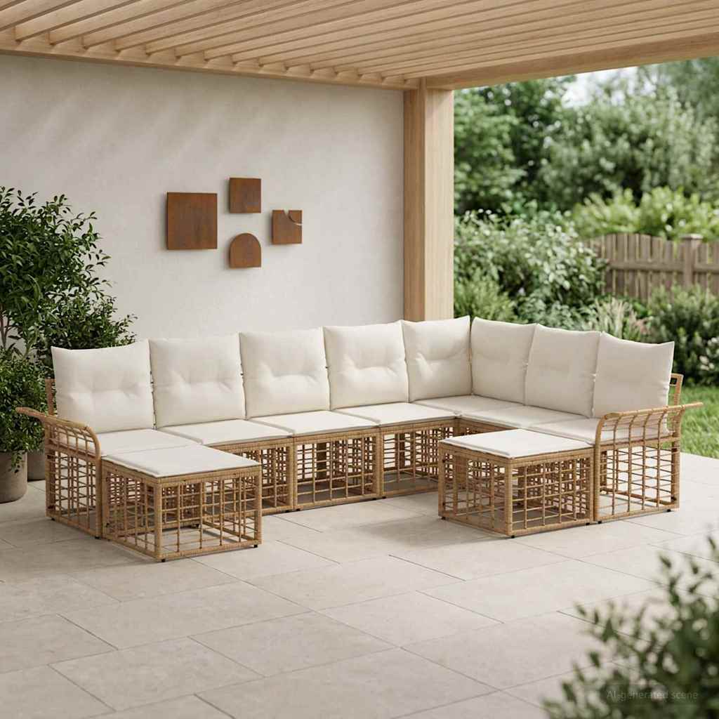 Ensemble de canapés d'extérieur 9 pcs Blanc Naturel et Crème - XIOS