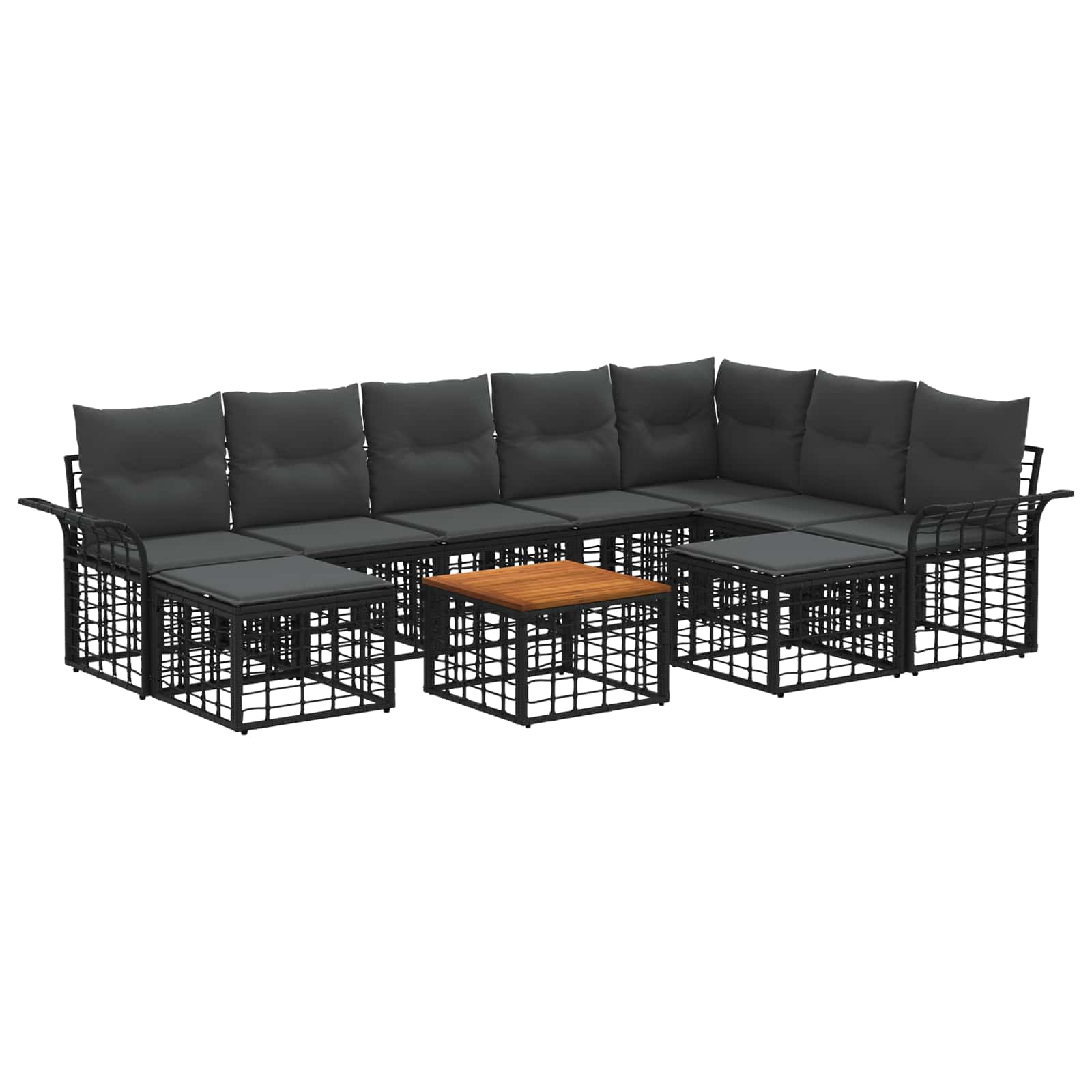 Ensemble de canapés d'extérieur 10 pcs Noir et Gris foncé - XIOS