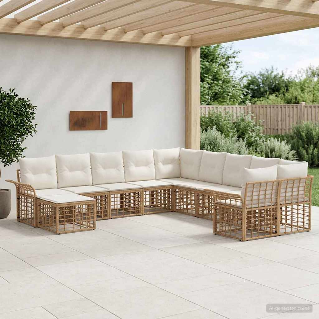 Ensemble de canapés d'extérieur 11 pcs Blanc Naturel et Crème - XIOS