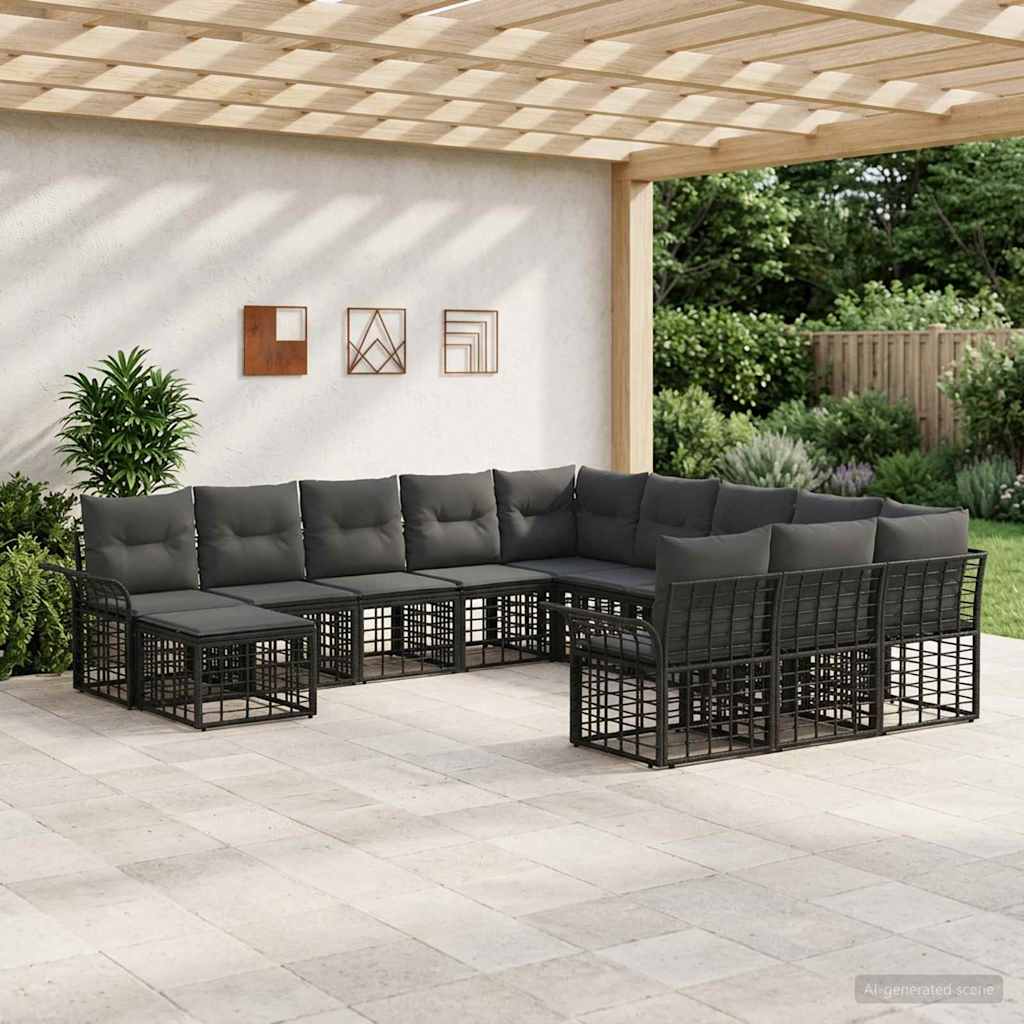 Ensemble de canapé de jardin 12 pcs Noir et Gris foncé - XIOS