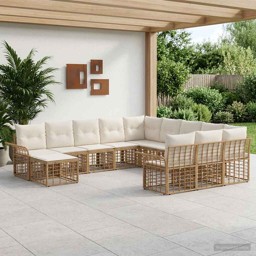 Ensemble de canapé de jardin 12 pcs Blanc Naturel et Crème - XIOS