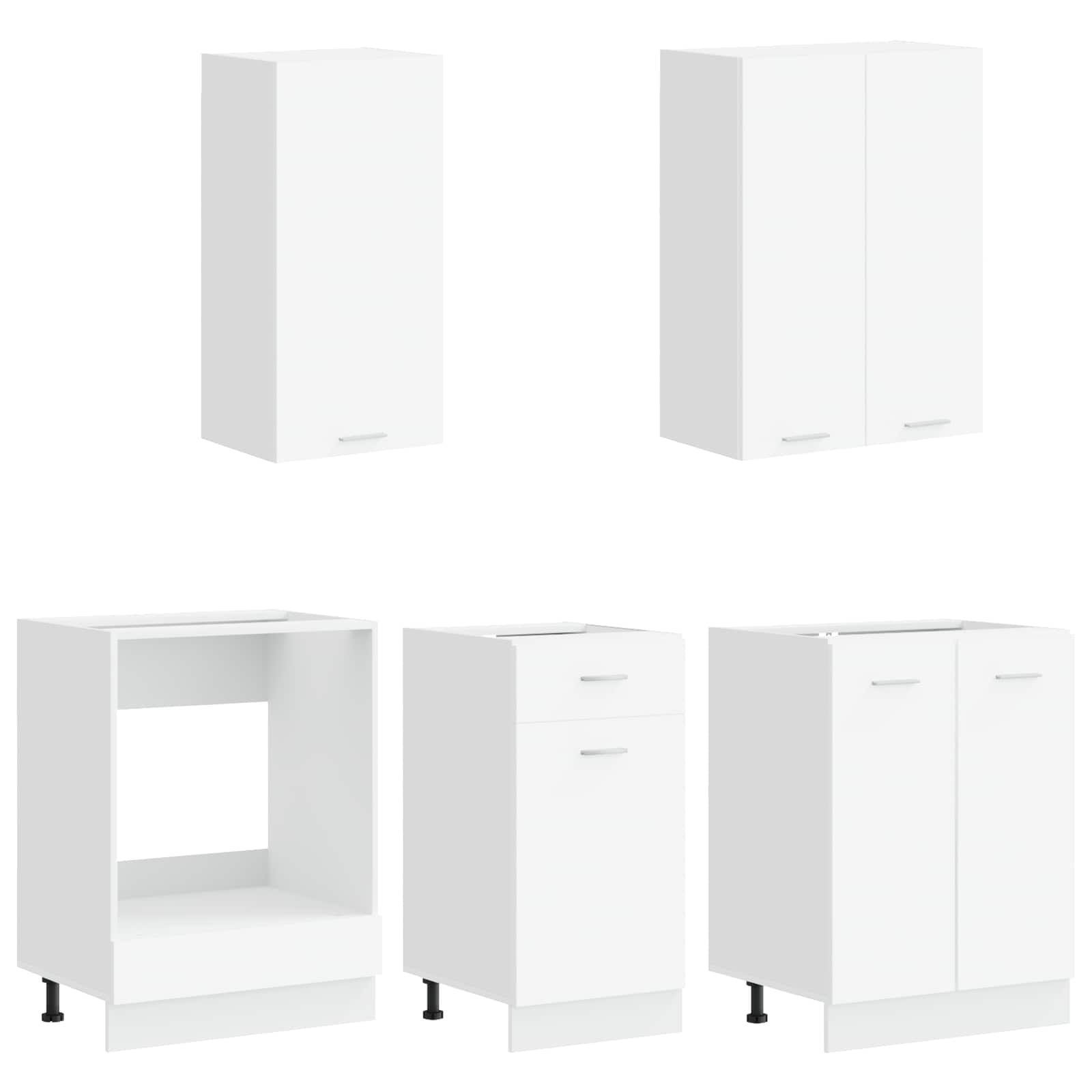 Unité de cuisine LYON 5 pc Blanc Bois d'ingénierie