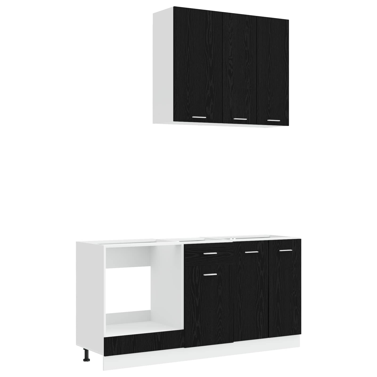 Unité de cuisine LYON 5 pc Chêne noir Bois d'ingénierie