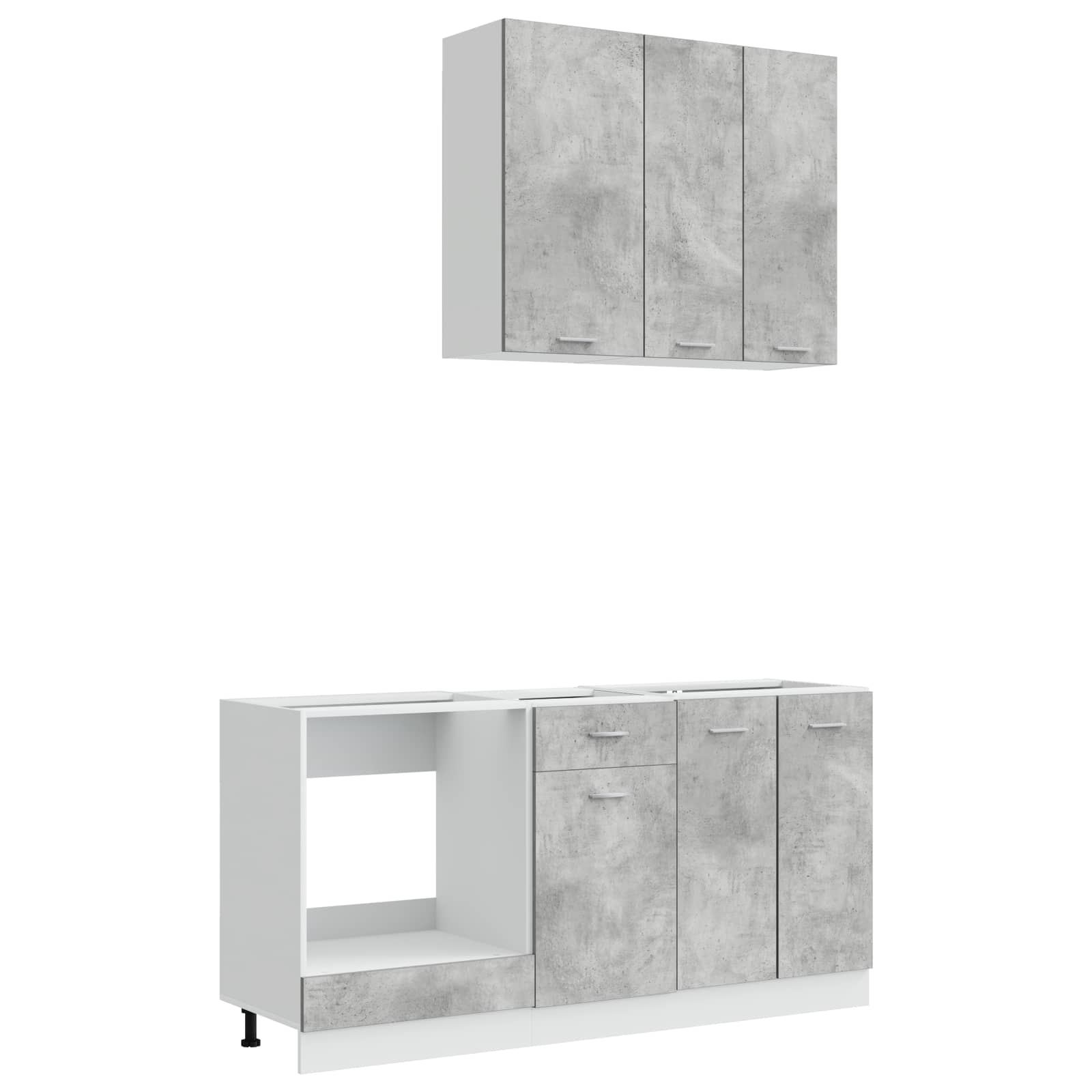 Unité de cuisine LYON 5 pc Gris béton Bois d'ingénierie - XIOS