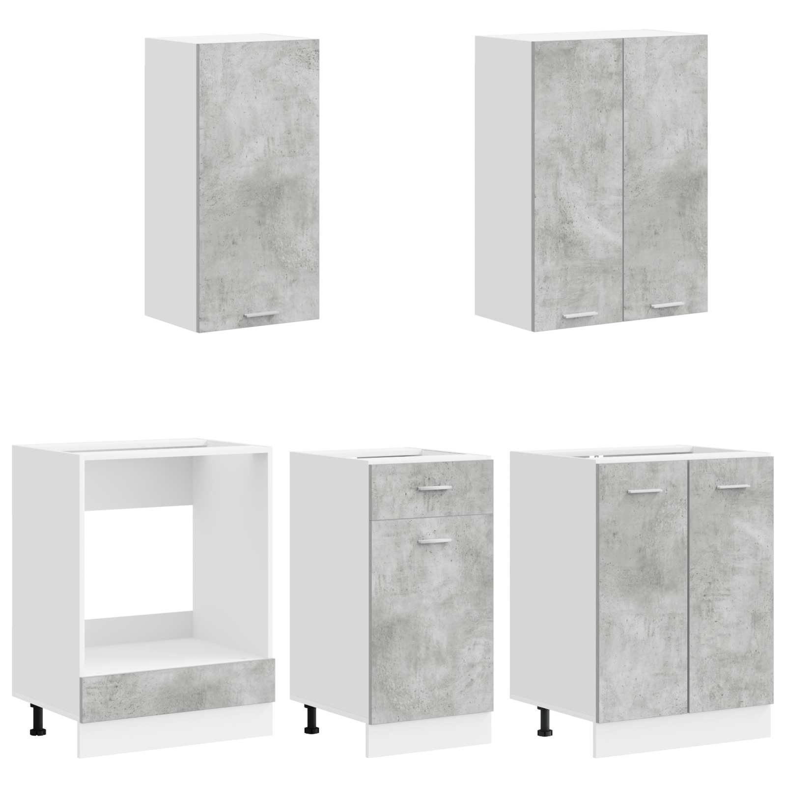Unité de cuisine LYON 5 pc Gris béton Bois d'ingénierie - XIOS