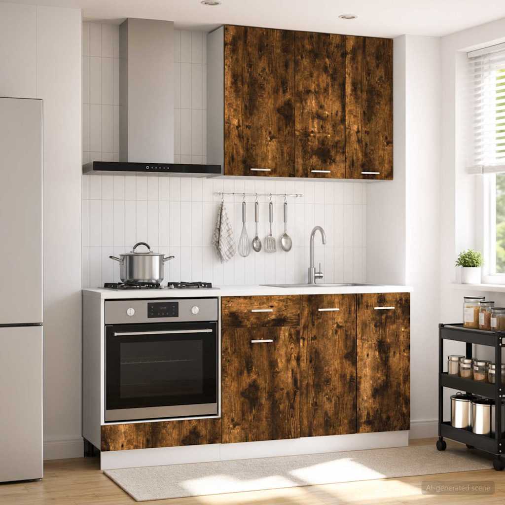 Unité de cuisine LYON 5 pc Chêne fumé Bois d'ingénierie