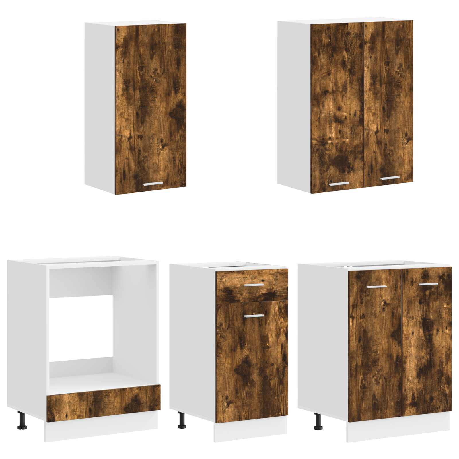 Unité de cuisine LYON 5 pc Chêne fumé Bois d'ingénierie