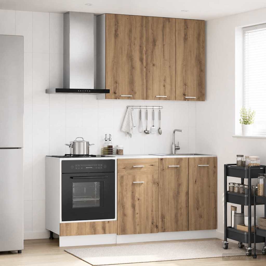 Unité de cuisine LYON 5 pc Chêne artisanal Bois d'ingénierie - XIOS