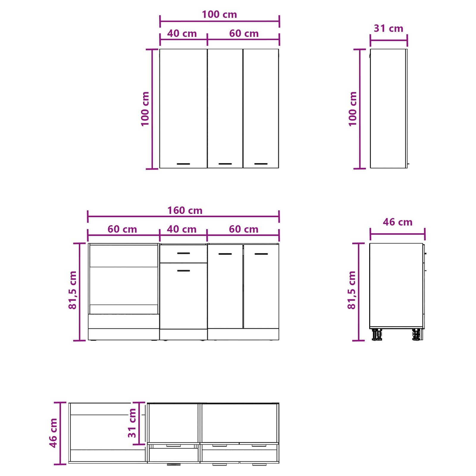 Unité de cuisine LYON 5 pc Chêne Sonoma Bois d'ingénierie - XIOS