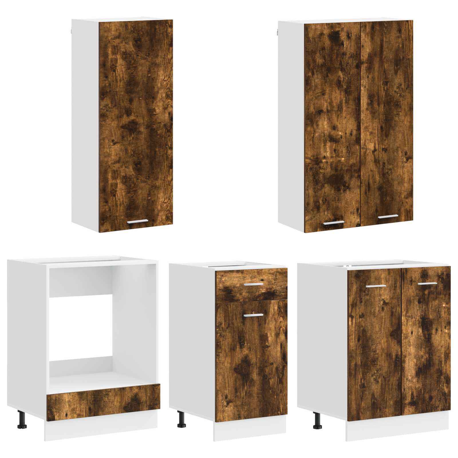 Unité de cuisine LYON 5 pc Chêne fumé Bois d'ingénierie