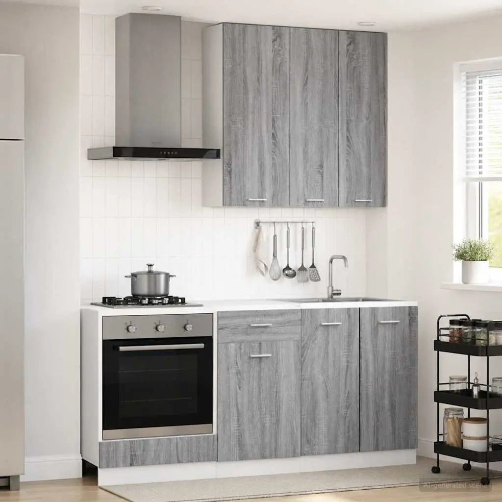 Unité de cuisine LYON 5 pc Sonoma gris Bois d’ingénierie - XIOS