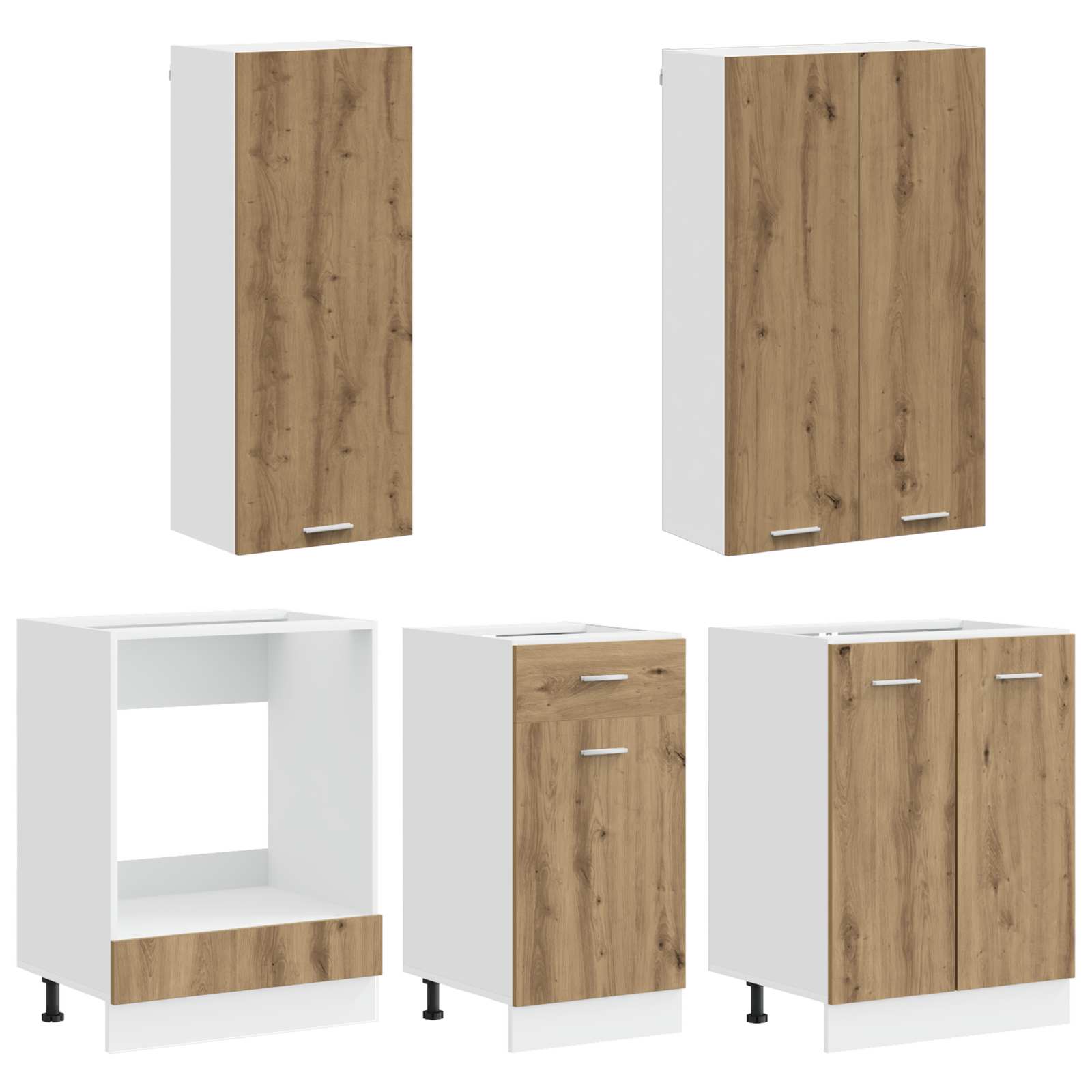 Unité de cuisine LYON 5 pc Chêne artisanal Bois d'ingénierie - XIOS