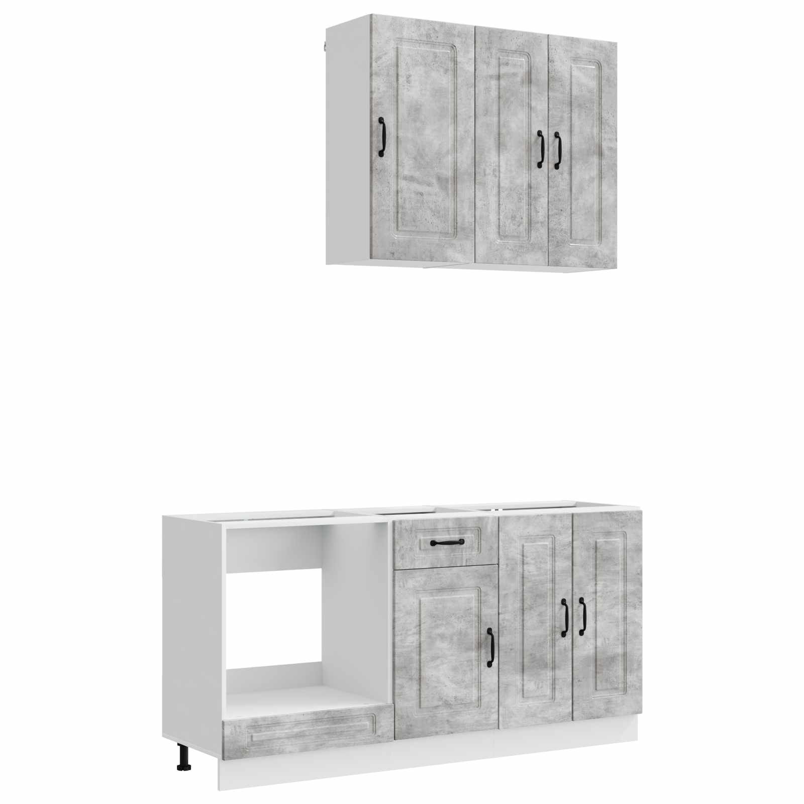 Unité de cuisine KALMAR 5 pc Gris béton Bois d'ingénierie
