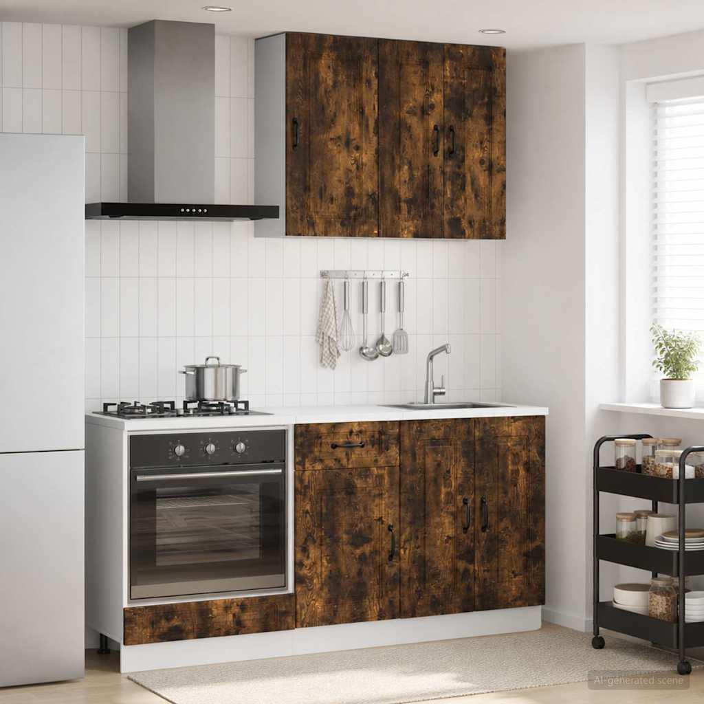 Unité de cuisine KALMAR 5 pc Chêne fumé Bois d'ingénierie