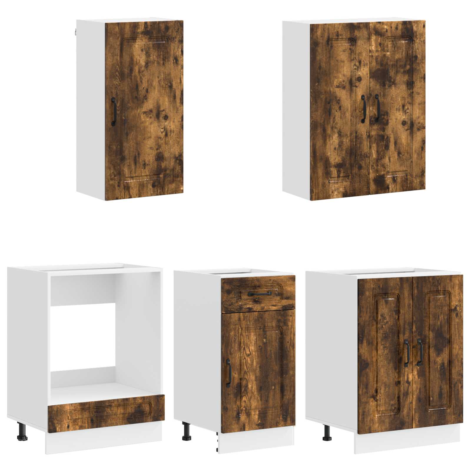 Unité de cuisine KALMAR 5 pc Chêne fumé Bois d'ingénierie