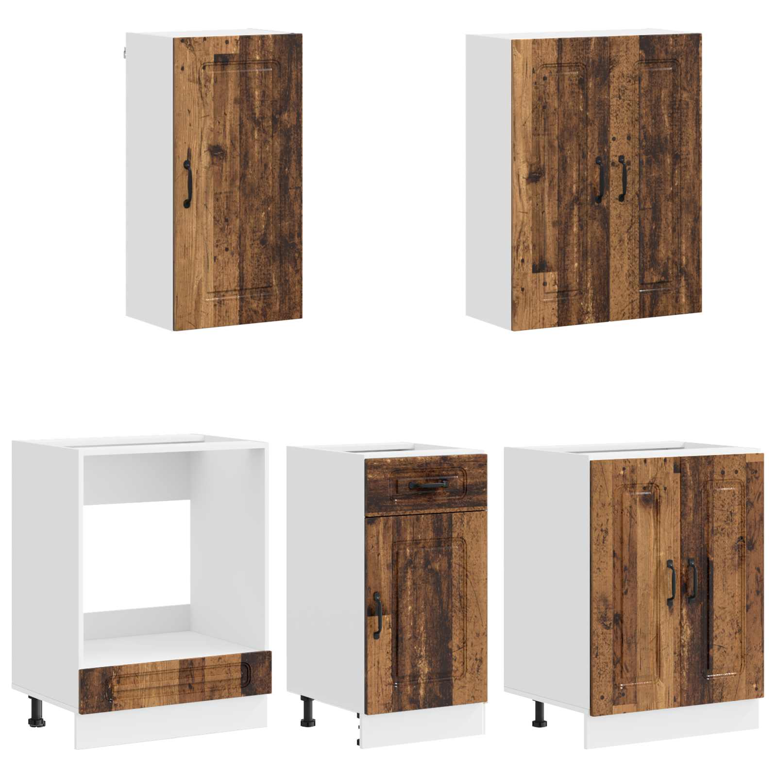 Unité de cuisine KALMAR 5 pc Bois ancien Bois d'ingénierie